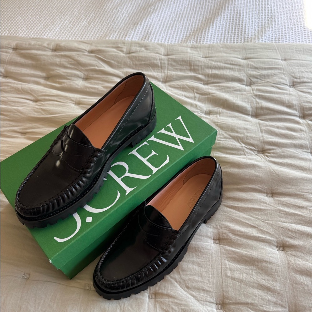 J. Crew Black Leather Loafers